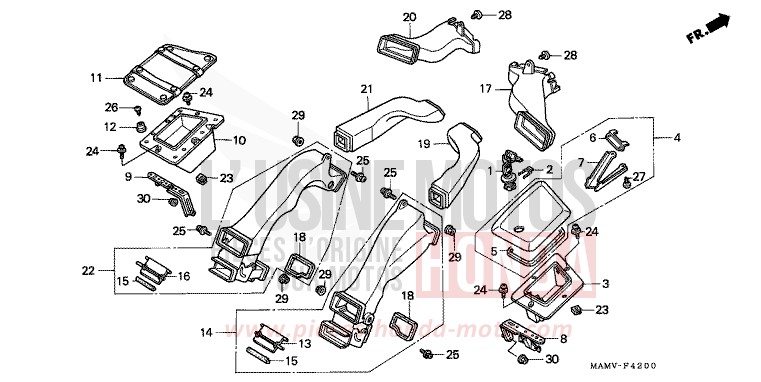 CONDUIT D'AIR de Goldwing CANDY SPECTRA RED (R176) 1997