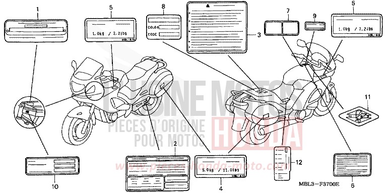 ETIQUETTE DE PRECAUTIONS de Deauville ELEGANT BEIGE METALLIC (YR217) de 2001