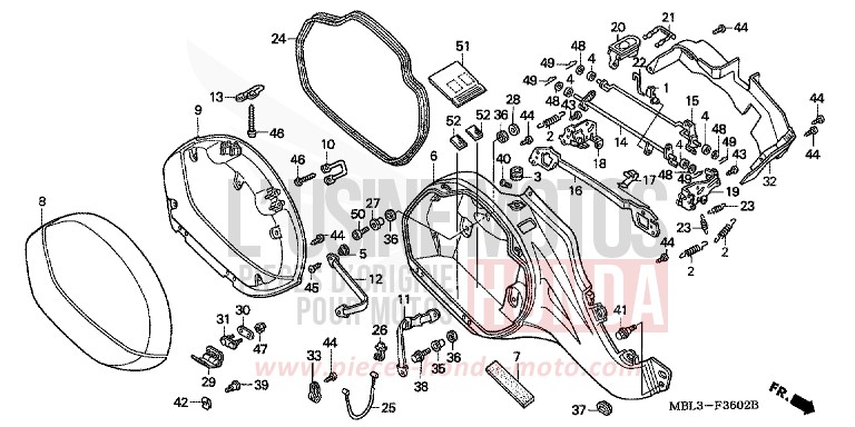 SACOCHE DE SELLE D. (NT650V2/3/4/5) de Deauville CARNELIAN RED METALLIC (R296) de 2004