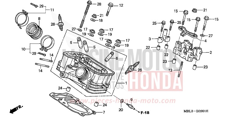 CULASSE DE CYLINDRE AR. de Deauville SEVILLA BLUE MATALLIC (PB297) de 2004