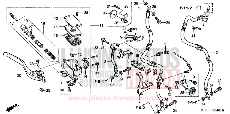 MAITRE-CYLINDRE FREIN AV. (NT650V2/3/4/5) de Deauville SEVILLA BLUE MATALLIC (PB297) de 2004