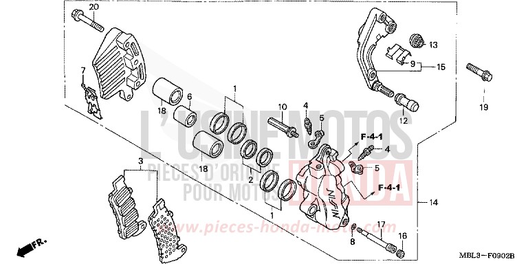 MACHOIRE DE FREIN AVANT G. (NT650V2/3/4/5) de Deauville SEVILLA BLUE MATALLIC (PB297) de 2004