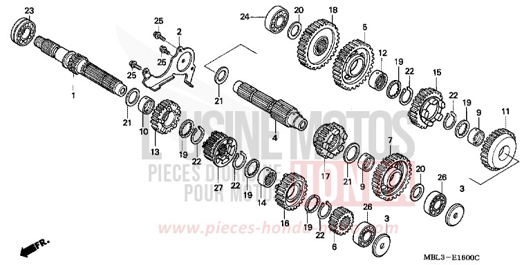 BOITE DE VITESSES (NT650VW/X/Y/1) de Deauville MUTE BLACK METALLIC (NH359) de 1998