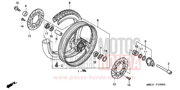 ROUE AVANT de Deauville SHASTA WHITE (NH138) de 1999