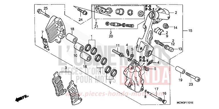 MACHOIRE DE FREIN AVANT G. de VFR800F FORCE SILVER METALLIC (NH411) 2002