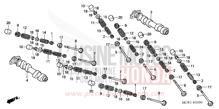 ARBRE A CAMES/SOUPAPE (AVANT) de VFR800F ITALIAN RED (R157) 2004