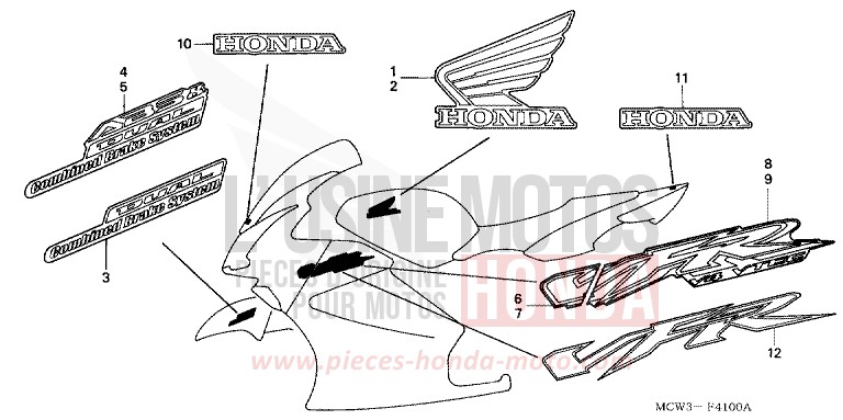 MARQUE/RAYURE de VFR800F PEARL HERON BLUE (PB332) de 2004