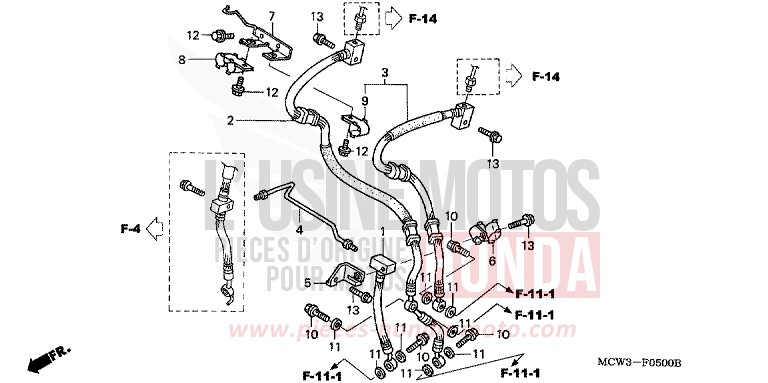 DURITE FREIN AVANT (VFR800) de VFR800F PEARL HERON BLUE (PB332) 2005