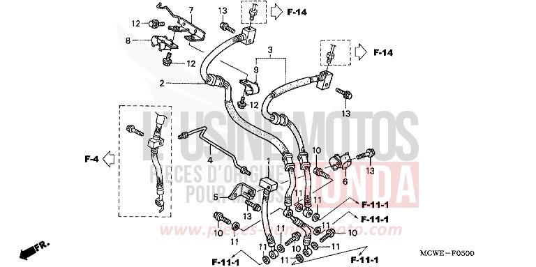 DURITE FREIN AVANT (VFR800) de VFR800F CANDY GLORY RED-U (R101) 2006
