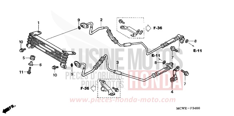 REFROIDISSEUR D'HUILE de VFR800F PEARL COSMIC BLACK (NHA64) de 2006