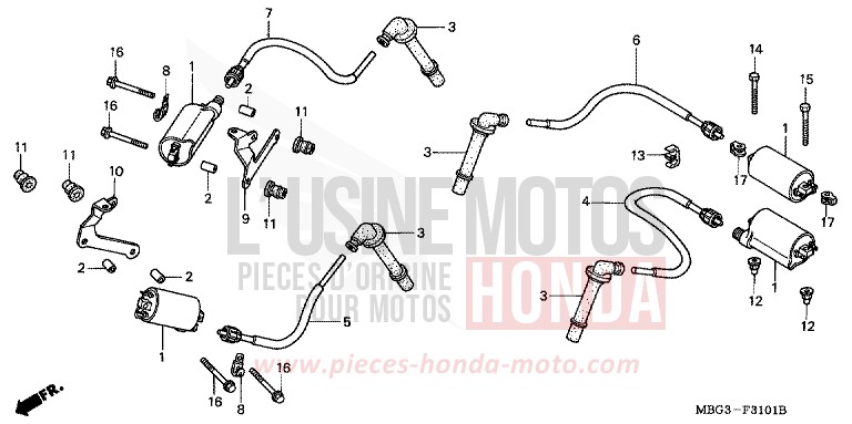 BOBINE D'ALLUMAGE de VFR800F ITALIAN RED (R157) de 2001