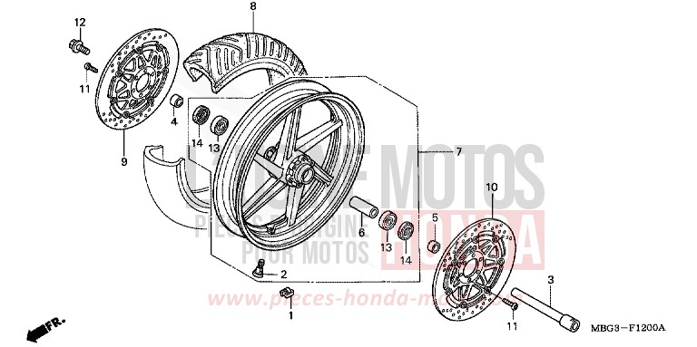 ROUE AVANT de VFR800F MUTE BLACK METALLIC (NH359) 1998