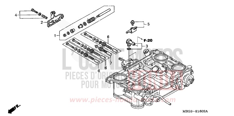 CORPS DE PAPILLON (PIECES CONSTITUTIVES) de VFR800F PEARL PRISM BLACK (NH418) 1999