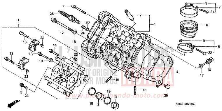 CULASSE DE CYLINDRE AVANT de VFR800F ITALIAN RED (R157) 2000