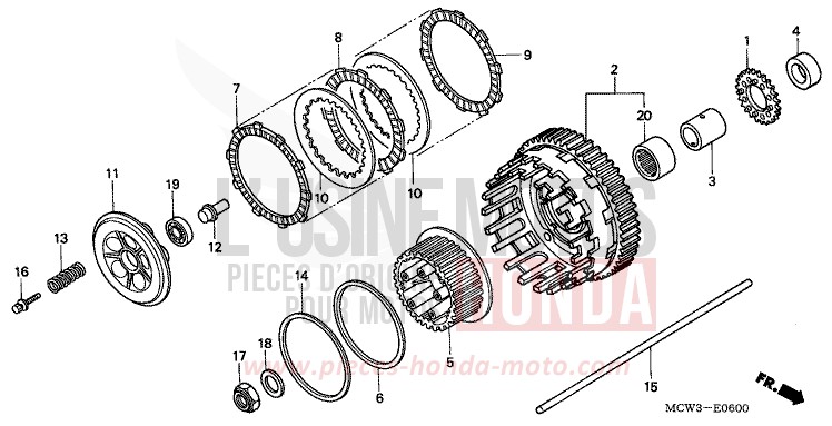EMBRAYAGE de VFR800F LAPIS BLUE METALLIIC (PB257) de 2002