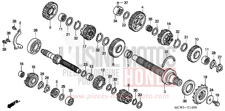 BOITE DE VITESSES de VFR800F LAPIS BLUE METALLIIC (PB257) de 2002