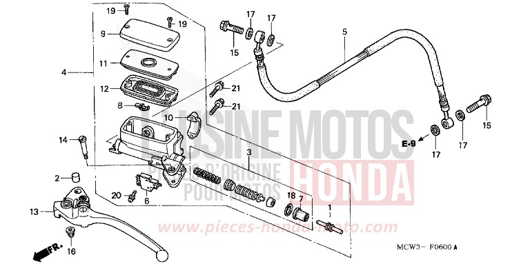 MAITRE-CYLINDRE de VFR800F LAPIS BLUE METALLIIC (PB257) de 2002