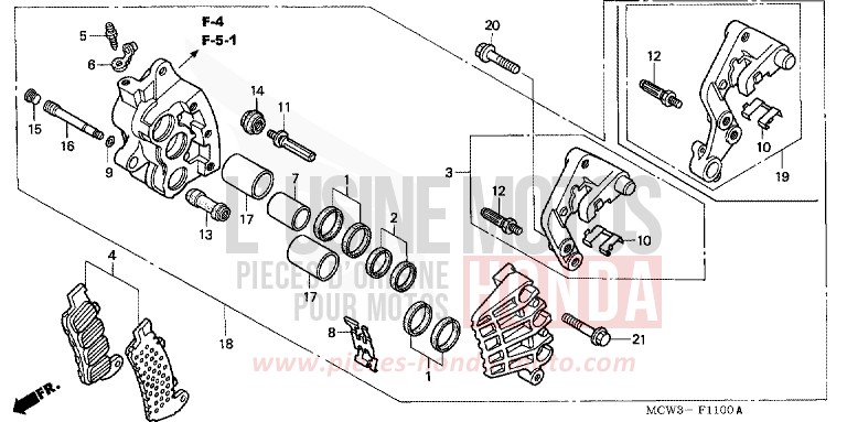 MACHOIRE DE FREIN AVANT D. de VFR800F LAPIS BLUE METALLIIC (PB257) de 2002