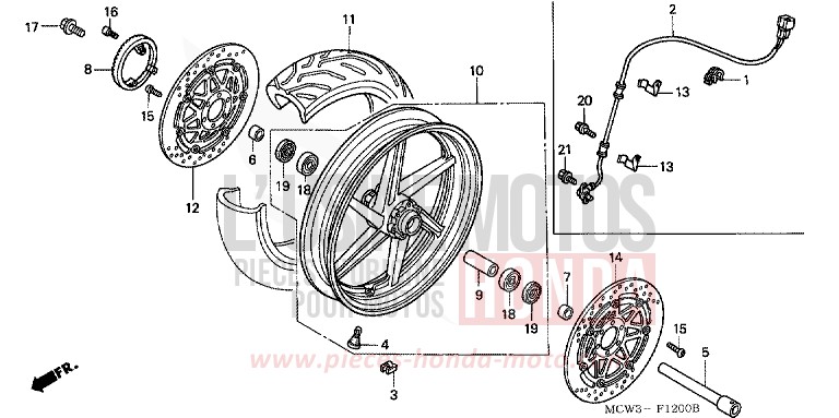 ROUE AVANT de VFR800F LAPIS BLUE METALLIIC (PB257) de 2002