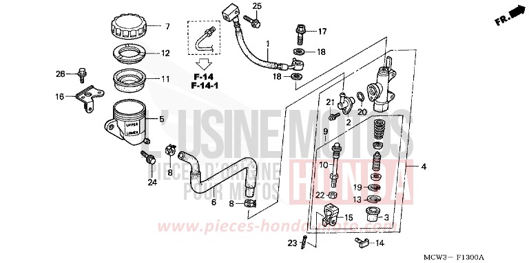 MAITRE-CYLINDRE FREIN AR. de VFR800F LAPIS BLUE METALLIIC (PB257) de 2002