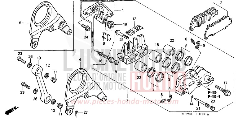 ETRIER DE FREIN ARRIERE de VFR800F LAPIS BLUE METALLIIC (PB257) de 2002