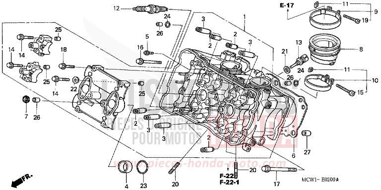 CULASSE (AVANT) de VFR800F LAPIS BLUE METALLIIC (PB257) de 2003