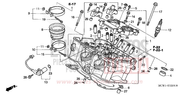 CULASSE (ARRIERE) de VFR800F LAPIS BLUE METALLIIC (PB257) de 2003