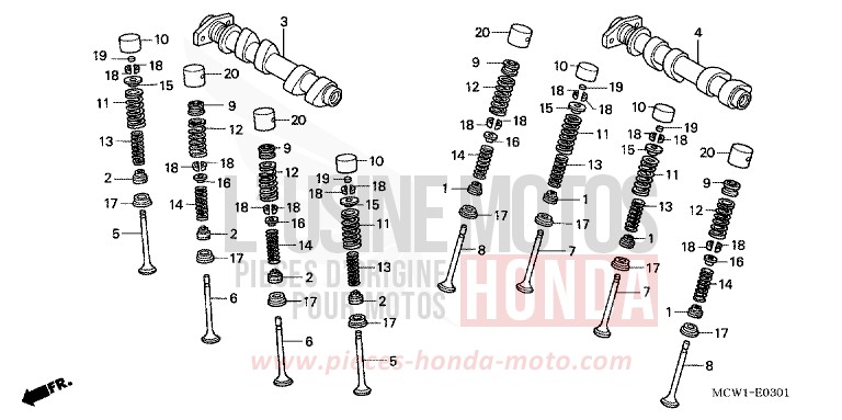 ARBRE A CAMES/SOUPAPE (ARRIERE) de VFR800F LAPIS BLUE METALLIIC (PB257) de 2003