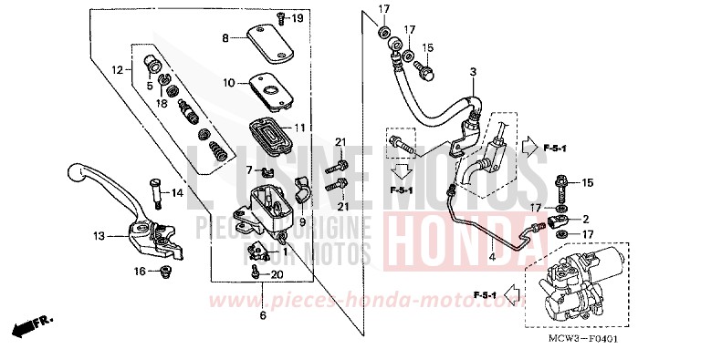 MAITRE-CYLINDRE FREIN AV. (VFR800A) de VFR800F LAPIS BLUE METALLIIC (PB257) de 2003