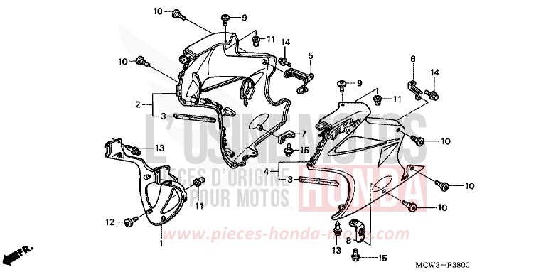 CAPOT INFERIEUR de VFR800F DEGITAL SILVER METALLIC (NHA30) 2004