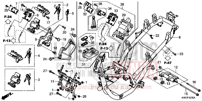CARROSSERIE DE CHASSIS (NSS125DF/ADF/ADH) de Forza MAT CYNOS GRAY METALLIC (NH312) de 2017