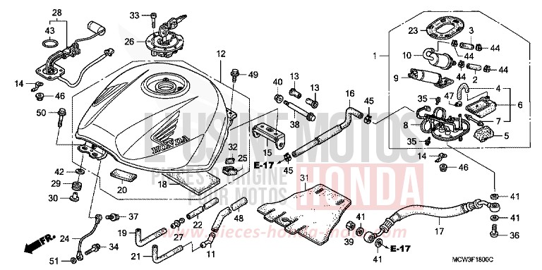 RESERVOIR A CARBURANT de VFR800F PEARL HERON BLUE (PB332) 2005