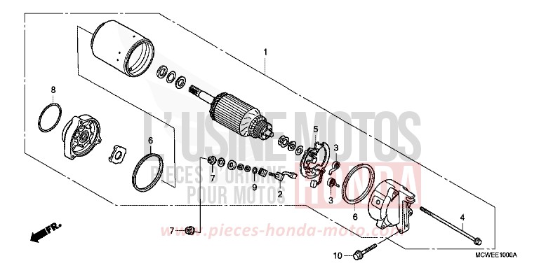 MOTEUR DE DEMARRAGE de VFR800F CANDY GLORY RED-U (R101) de 2006