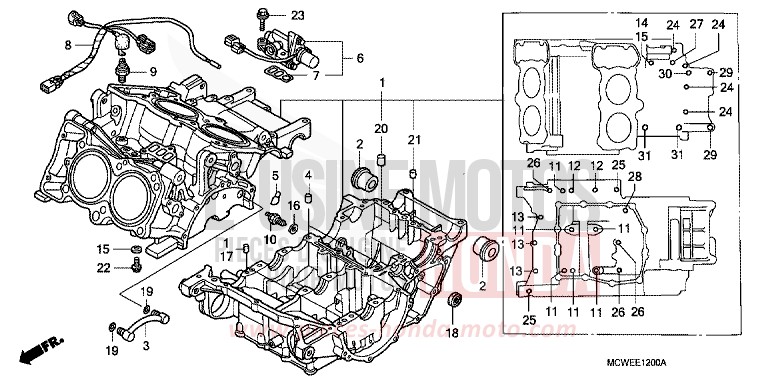 CARTER MOTEUR de VFR800F CANDY GLORY RED-U (R101) 2006