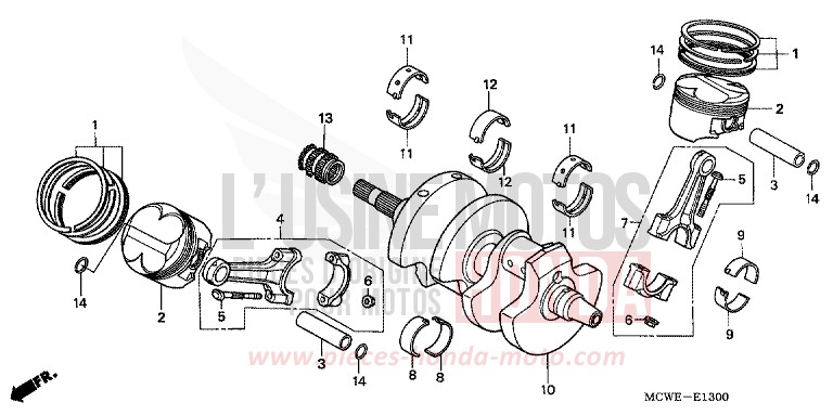 VILEBREQUIN/PISTON de VFR800F CANDY GLORY RED-U (R101) de 2006
