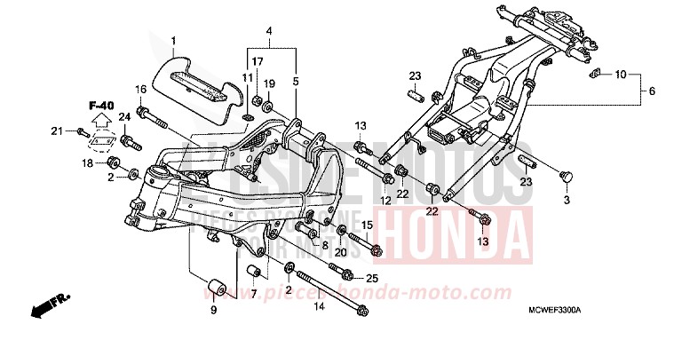 CARROSSERIE DE CHASSIS de VFR800F CANDY GLORY RED-U (R101) de 2006