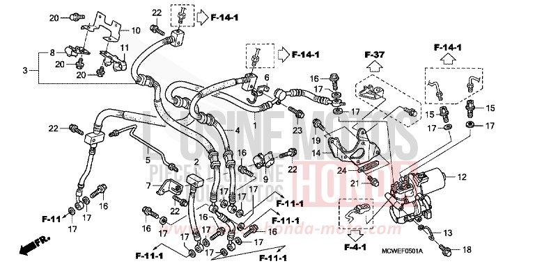 DURITE FREIN AVANT (VFR800A) de VFR800F CANDY GLORY RED-U (R101) 2008