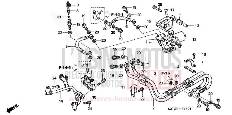 DURITE FREIN ARRIERE (VFR800A) de VFR800F CANDY GLORY RED-U (R101) 2008