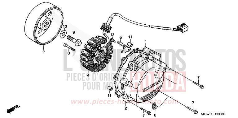 GENERATRICE de VFR800F CANDY GLORY RED-U (R101) de 2009