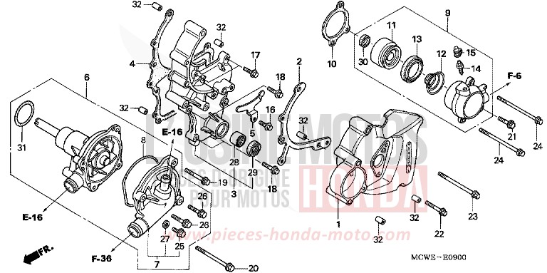 POMPE A EAU de VFR800F CANDY GLORY RED-U (R101) de 2009