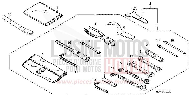 OUTILS de VFR800F CANDY GLORY RED-U (R101) de 2009