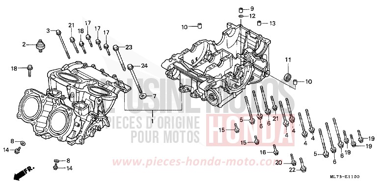 JEU DE CARTER MOTEUR de VFR750F CANDY WAVE BLUE-U (PB161CU) 1986