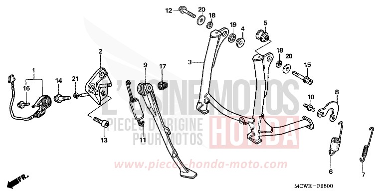 BEQUILLE de VFR800F SWORD SILVER METALLIC (NHA95) 2009