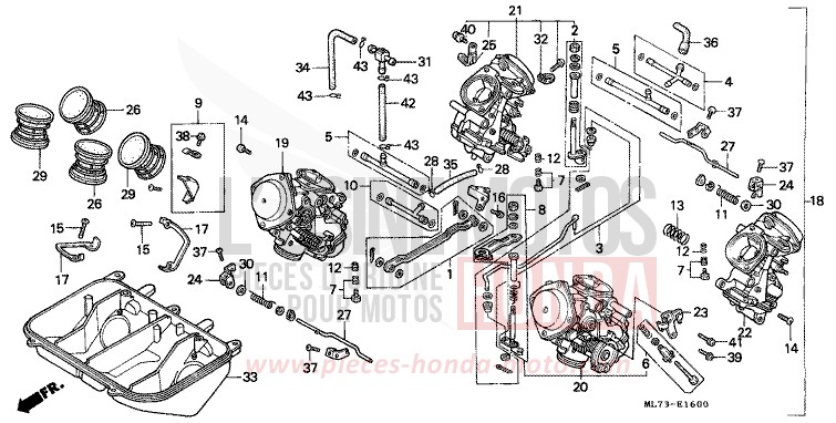 CARBURATEUR (1) de VFR750F CANDY WAVE BLUE-U (PB161CU) 1986