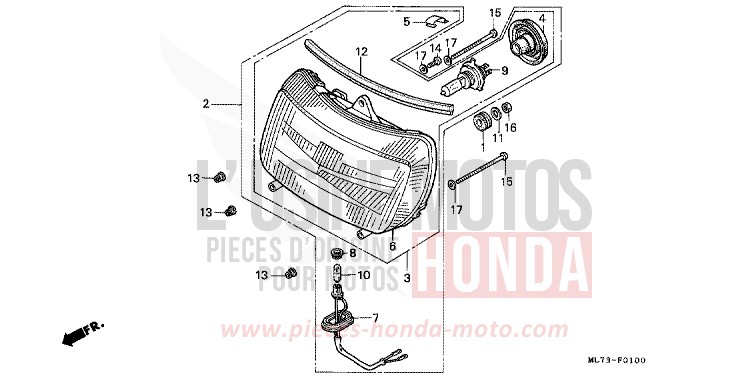 PROJECTEUR de VFR750F CANDY WAVE BLUE-U (PB161CU) 1986
