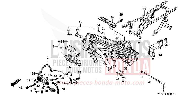 CARROSSERIE DE CHASSIS de VFR750F PEARL CRESCENT WHITE-A (NH139PA) 1986