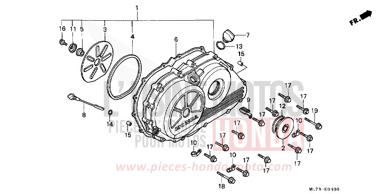 PANNEAU CARTER-MOTEUR D. de VFR750F CANDY WAVE BLUE-U (PB161CU) 1987