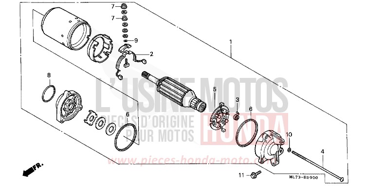 MOTEUR DE DEMARRAGE (1) de VFR750F CANDY WAVE BLUE-U (PB161CU) 1987