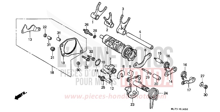 BARILLET DE SELECTION (1) de VFR750F CANDY WAVE BLUE-U (PB161CU) de 1987
