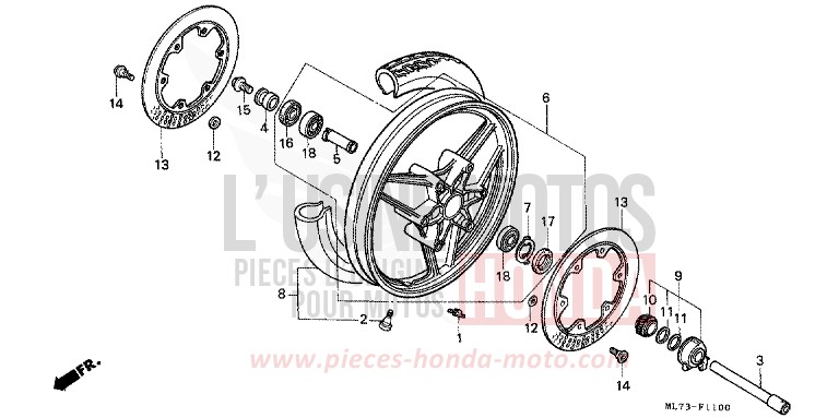 ROUE AVANT (1) de VFR750F CANDY WAVE BLUE-U (PB161CU) 1987